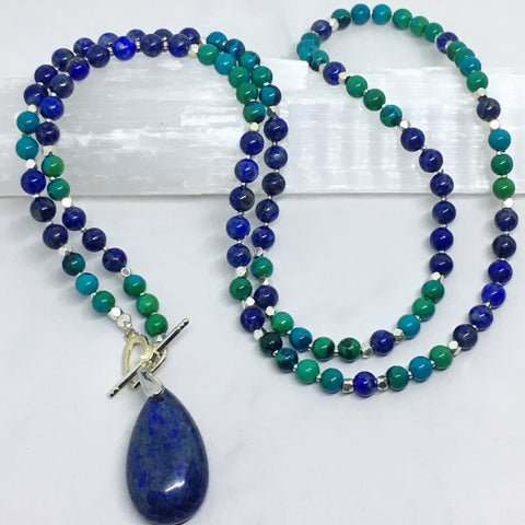 Lapis Lazuli and Chrysocholla Mini Mala